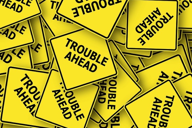 'Trouble Ahead' signs 