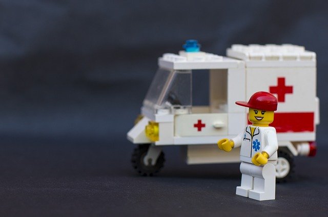 lego EMT with lego Ambulance