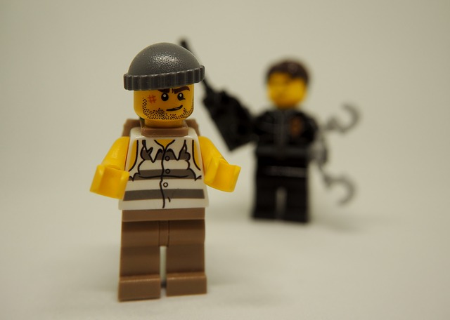 lego character of theif and police. 