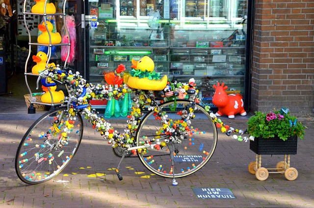 bike covered in squeaky ducks.