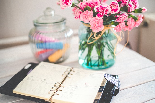 Schedule book on a table