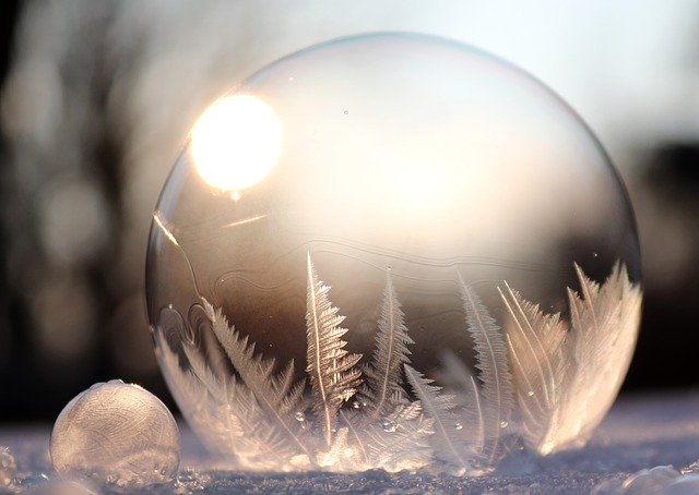 bubble frozen with frost