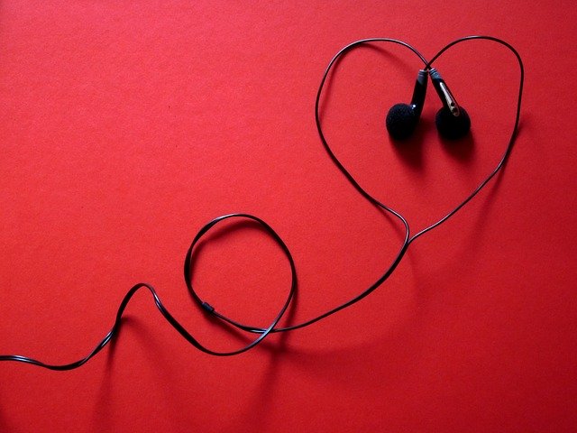 ear-phones in the shape of a heart