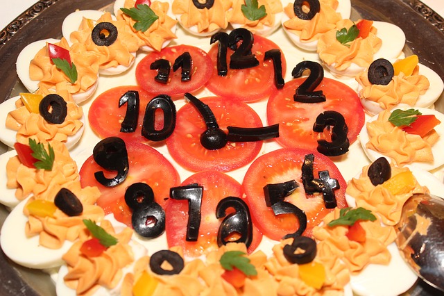 clock made out of vegetables