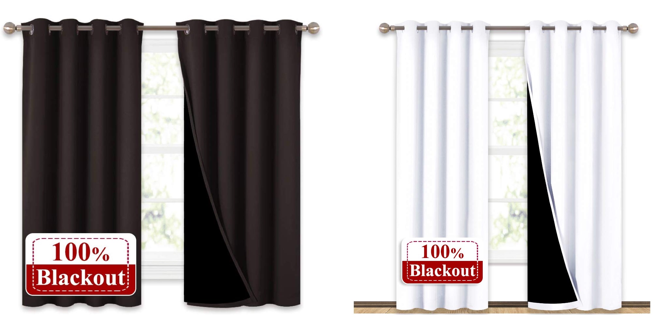 Black out and noise reducing curtains.