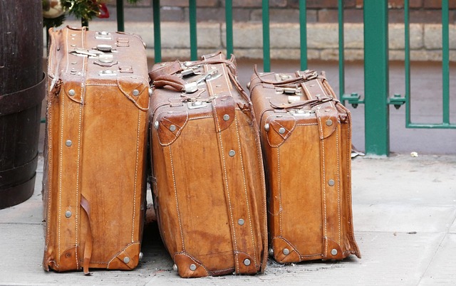 packed bags on a sidewalk